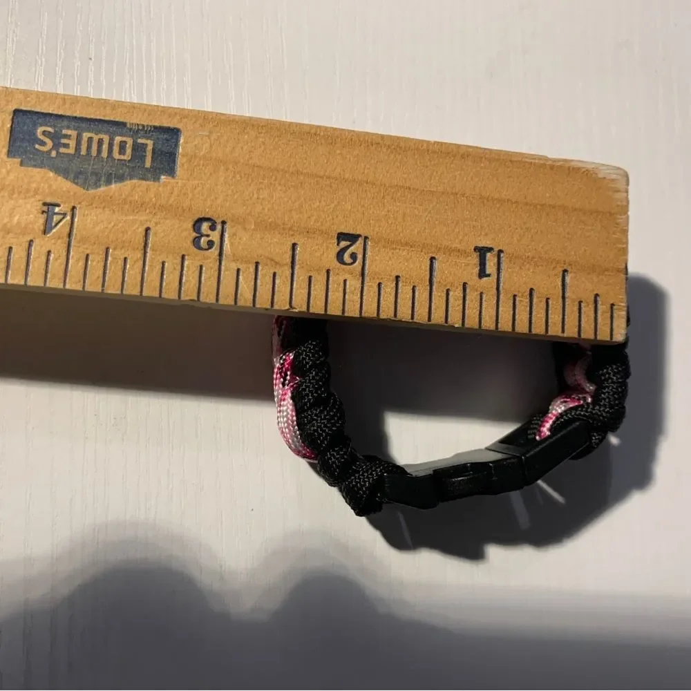 Paracord  Bracelet Black/Pink Camo Assembled In The USA 8 inches long